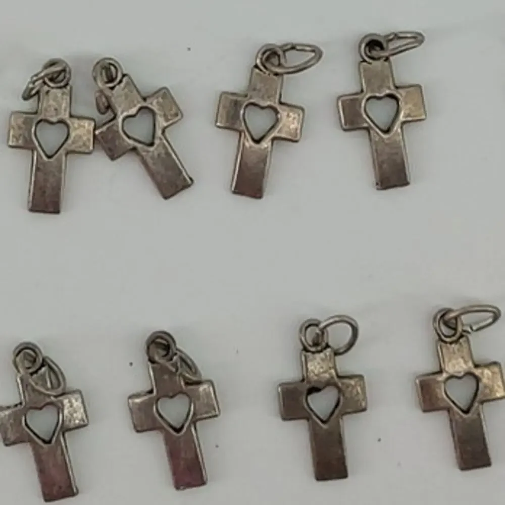 78 Pendants Olive Wood Beads Cross Mixed Silver Tone Jesus